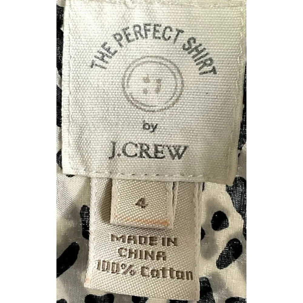 J. Crew Strada Fan Placket Perfect Shirt, Black/Cream, 100% Cotton, size 4 - Picture 13 of 13